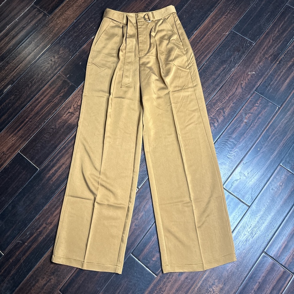 High waisted pleated pants with belt casual work classic quiet luxury indie boho